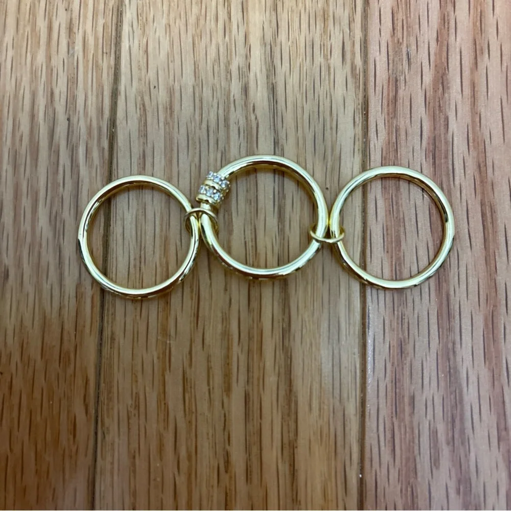 Gold Stackable 3 Rings with Sparkle - size 13